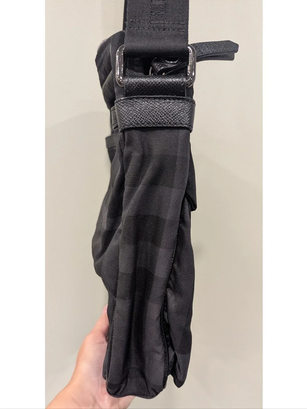 Burberry Black Smoke Check Nylon Crossbody Small Messenger Bag